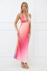 Dreams in Colour Satin Maxi Dress Multi