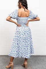 Gwen Smocked Midi Dress | Blue Floral