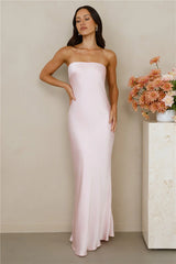 The Felicity Strapless Satin Maxi Dress Pink