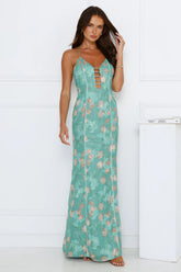 Green Oasis Halter Maxi Dress Green