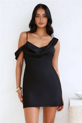 Elegance Of You Satin Mini Dress Black