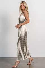 Jesse Ribbed Tank Maxi Dress | Ivory + Black