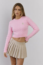 The Exclusive Cable Knit Rose Sweater Pink