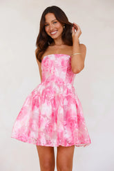 Gentle Aura Strapless Mini Dress Pink