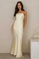 The Violetta Satin Maxi Dress Yellow