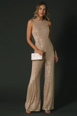 Hillary Sequin Jumpsuit | Rose Gold