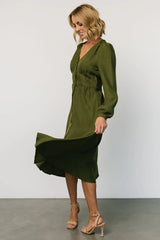 Faith Button Midi Dress | Olive