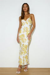 Sweetest Face Satin Maxi Dress Yellow