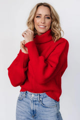 Frannie Knit Turtleneck Sweater | Red