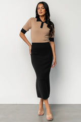 Gwendolyn Collared Midi Dress | Black + Mocha