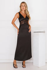 That Girl Theory Satin Maxi Dress Black