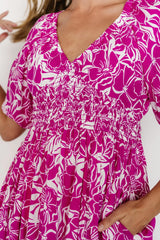 Elaine Maxi Dress | Magenta + White