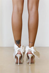 Teacup Heels Ivory Satin