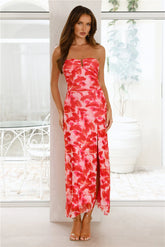 Gatsby Glow Strapless Mesh Maxi Dress Rose