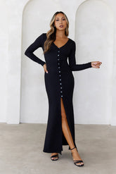 Your Style Guide Long Sleeve Maxi Dress Black