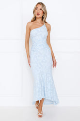 Empowered Girl One Shoulder Maxi Dress Blue