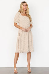 Keri Gathered Dress | Light Taupe