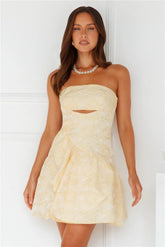 Warm Love Strapless Mini Dress Yellow