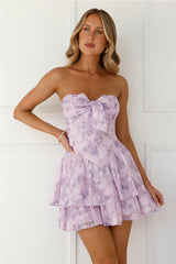 Lavender Haze Strapless Mini Dress Lilac