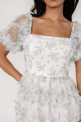 Kiera Ruffle Dress | Off White + Lavender