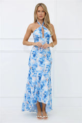 Underestimated Halter Maxi Dress Blue
