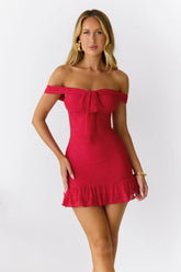 Tides Of Love Off Shoulder Mini Dress Red