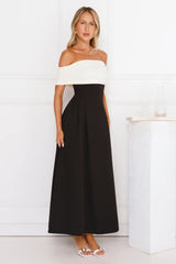Too Hot To Handle Off Shoulder Maxi Dress Black