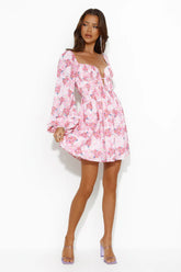 Expressing Fun Long Sleeve Mini Dress Pink