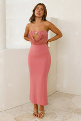 Escape Plan Strapless Maxi Dress Rose