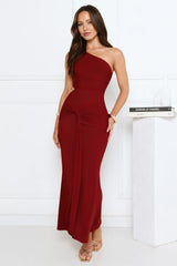 Urban Twilight One Shoulder Mesh Maxi Dress Wine