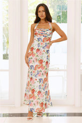 Whimsical Land Halter Maxi Dress Floral