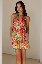 Tropical Tides Halter Mini Dress Print