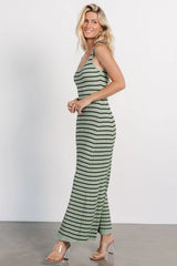Jesse Ribbed Tank Maxi Dress | Olive + Black