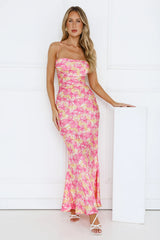 Twilight Tea Parties Satin Maxi Dress Pink