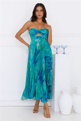 Twist And Turn Strapless Maxi Dress Green