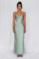 The Penelope Cowl Satin Maxi Dress Sage