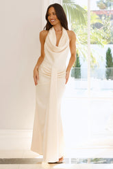 Afterglow Hours Halter Maxi Dress Yellow