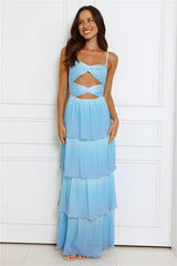 Waves Of Luxury Plisse Maxi Dress Blue Ombre