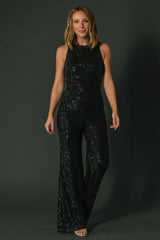 Hillary Sequin Jumpsuit | Black