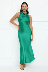 Eden Satin Maxi Dress Green