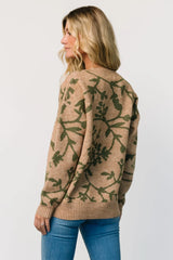 Hallstatt Sweater | Camel + Green Print