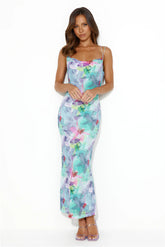 Unlike You Mesh Maxi Dress Blue