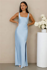 The Evelina Satin Maxi Dress Blue