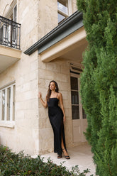 The Violetta Satin Maxi Dress Black