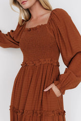 Rowan Tiered Dress | Warm Brown