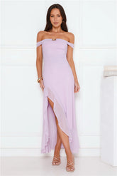 Dream Kiss Off Shoulder Maxi Dress Purple