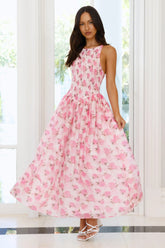 Flora Fields Maxi Dress Pink