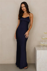 The Samara Satin Maxi Dress Navy