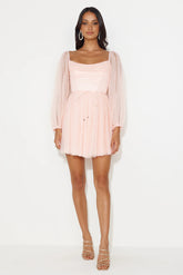 Sweet Smiles Tulle Mini Dress Pink