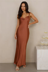The Penelope Cowl Satin Maxi Dress Copper